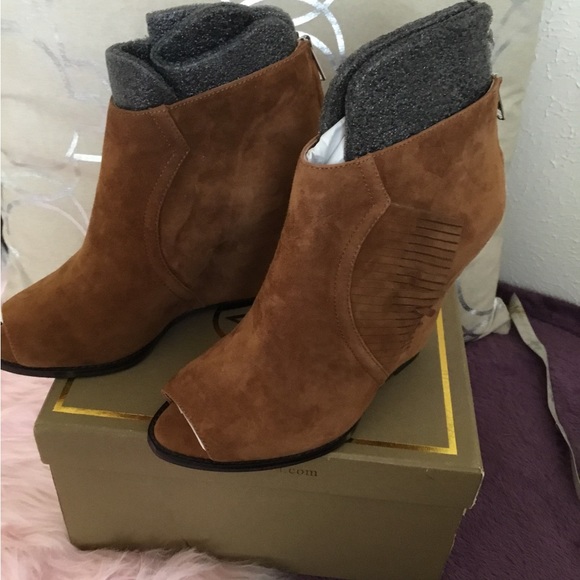 NWT Ash-Lynx Pep Toe Platform Wedge Leather “Cookie “ Low Ankle Boots 10M - Picture 7 of 14